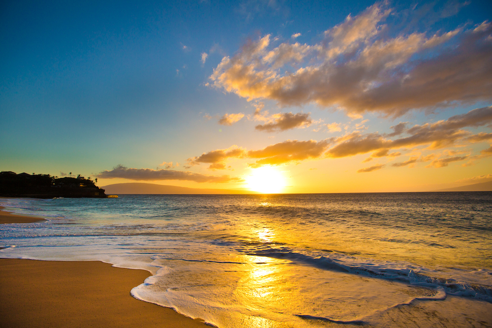 Kaanapali Beach at sunset, beaches on maui